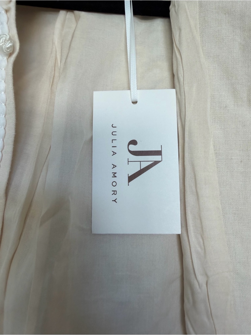 NWT Julia Amory Embroidered Linen Mandarin Jacket, Size Medium - Picture 10 of 10